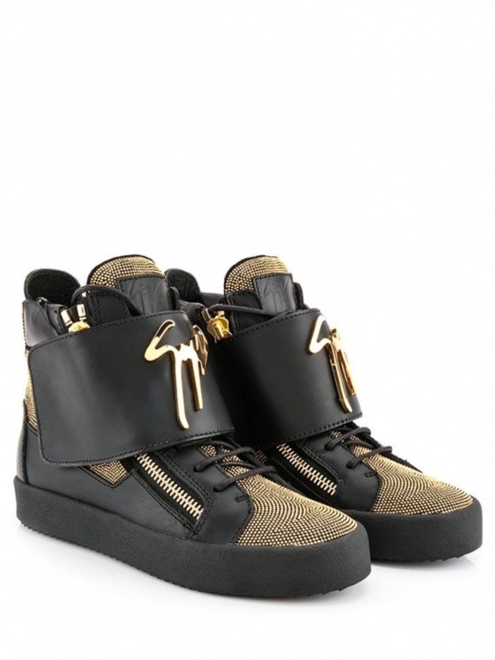 Giuseppe Zanotti Black & Gold High-Top Sneakers